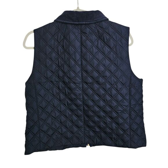 J. Crew Vest Jacket Medium Blue Quilted Barn Corduroy Collar Preppy Gold Buttons - Picture 9 of 12